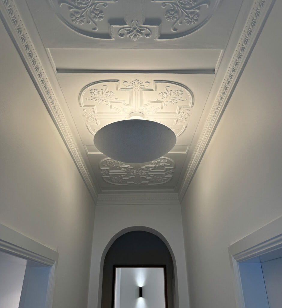 Heritage ceiling restoration before and after by Brushworks Inner West