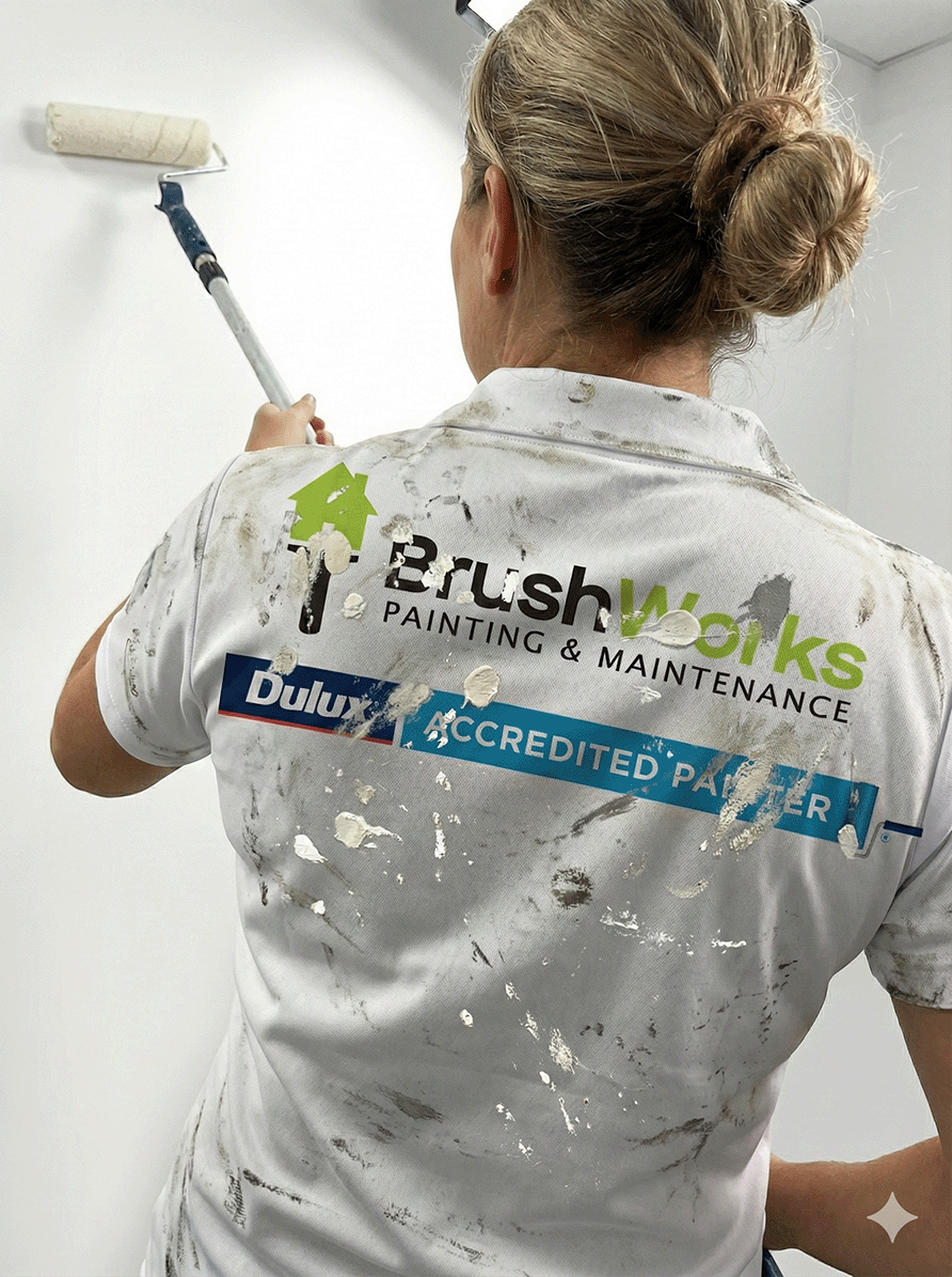 BrushWorks painter applying paint to a wall in Sydney's Inner West